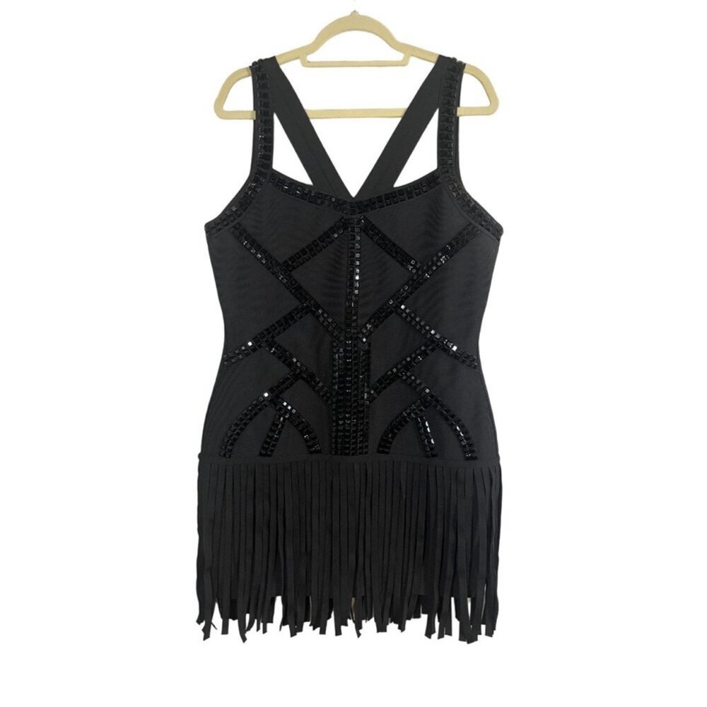 Venus bandaged fringe jeweled dress